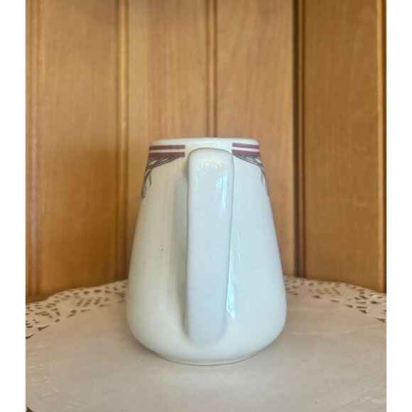 Vintage Rego Restaurant Ware Floral Milk Jug Creamer White Art Nouveau Pink - Picture 3 of 7